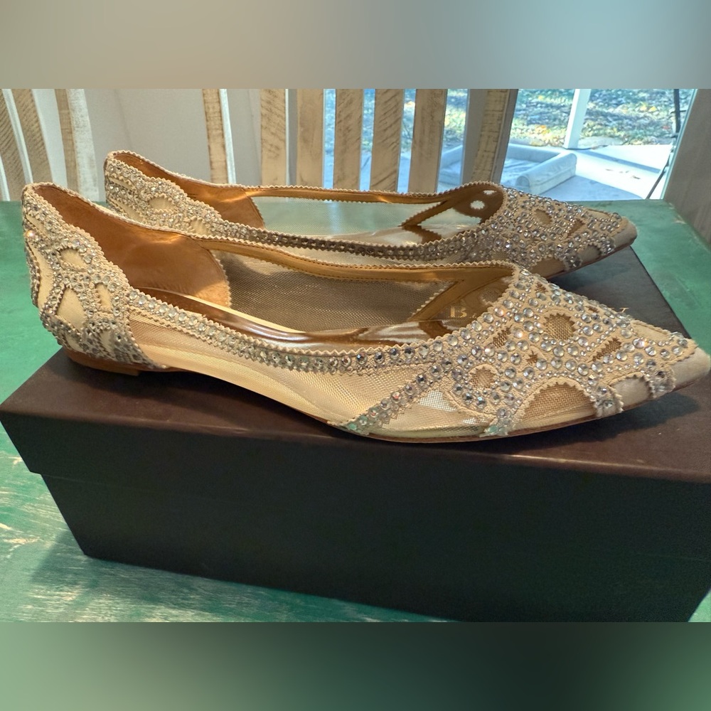 Badgley Mischka Gold Beaded Flats